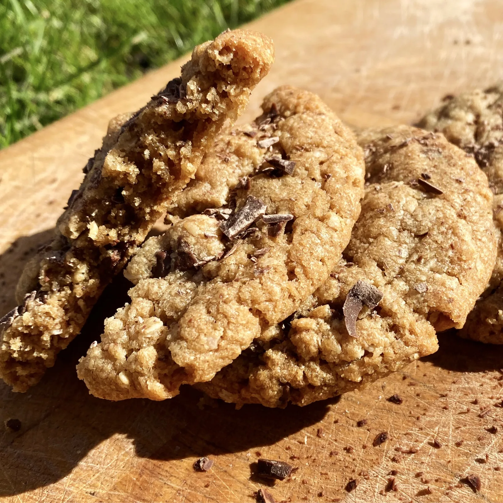 Delicious home made chocolate chip cookies, made with real dark chocolate chips